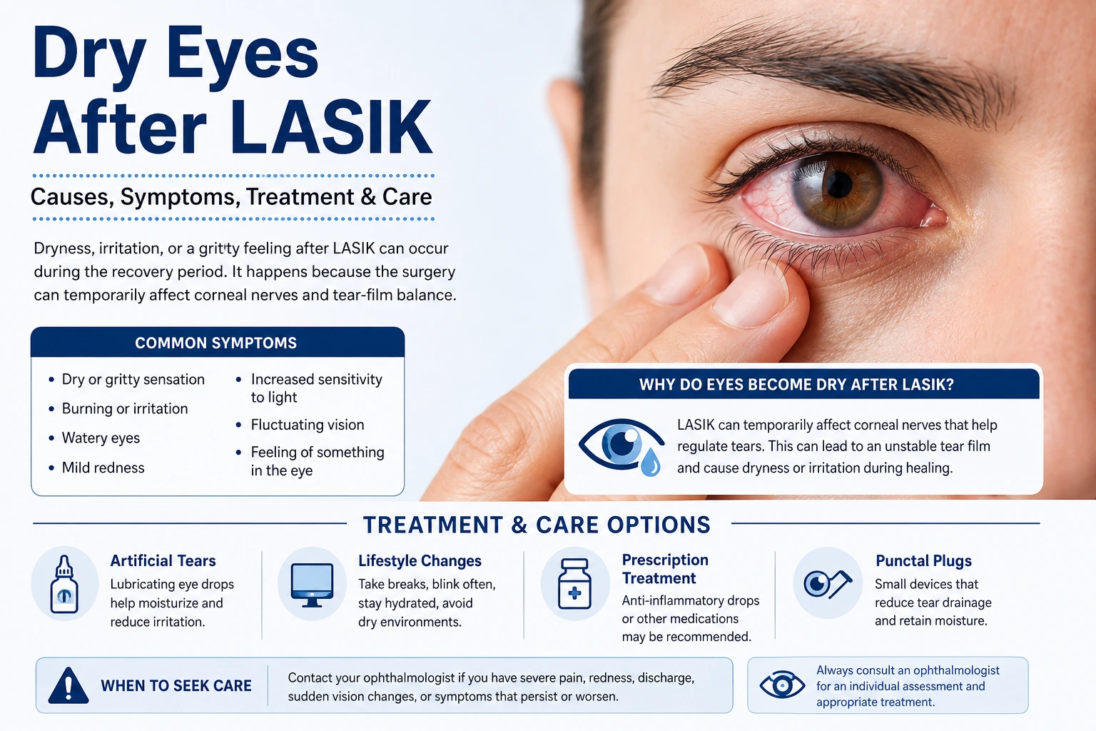 Dry eyes after LASIK with symptoms, treatment and eye care options